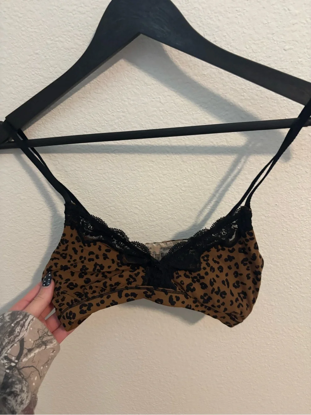 Target Auden Leopard Print Luxe Stretch Unlined Triangle Bralette - Picture 3 of 5